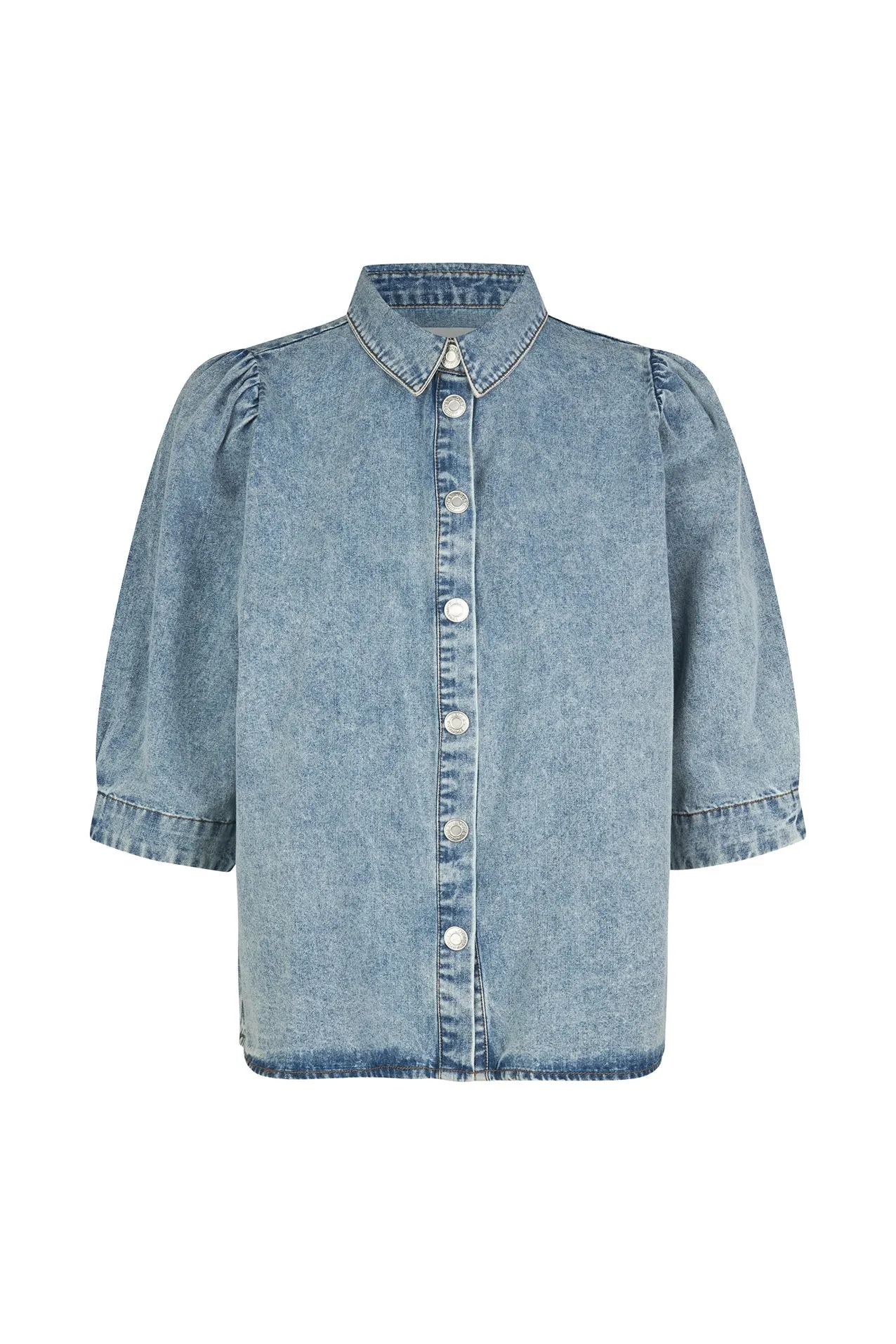 25107-1006 Blou Bonoll Shirt Ss Washed-Denim