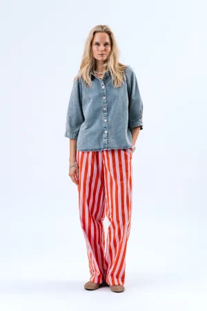 25107-1006 Blou Bonoll Shirt Ss Washed-Denim