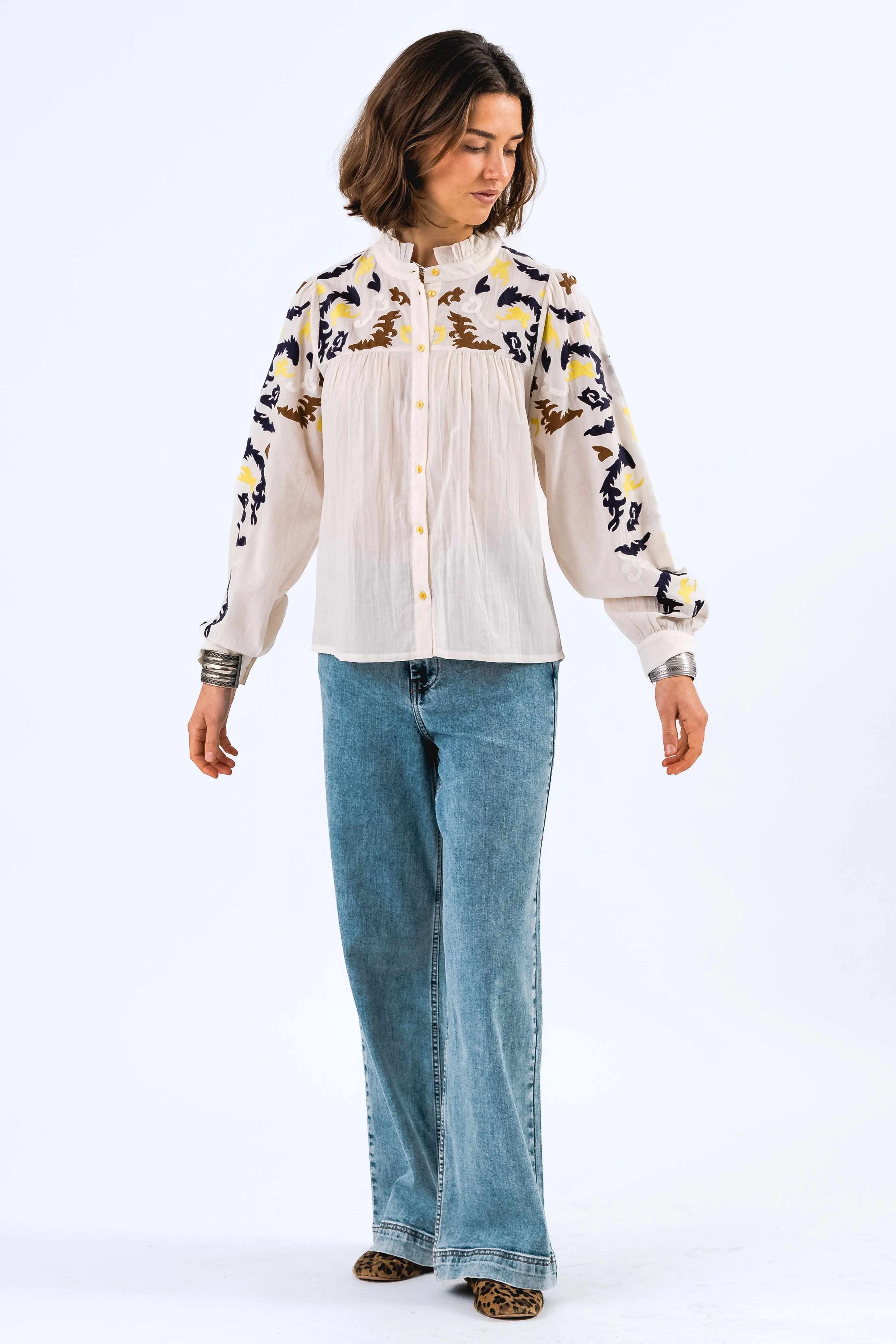 25147-1090 Blou Fengall Shirt Ls White