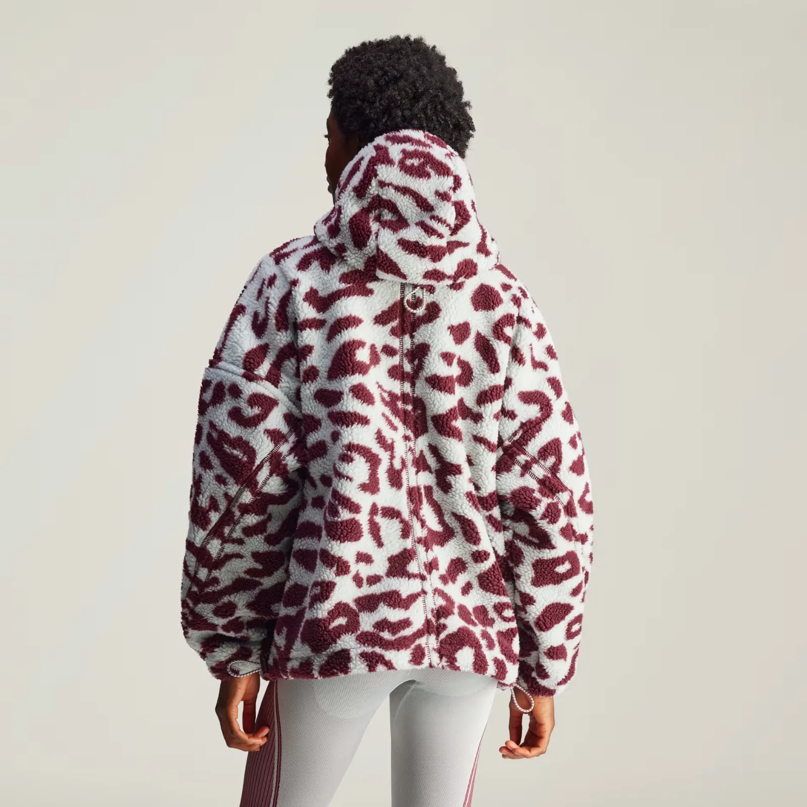 Adidas by Stella McCartney Jacquard Fleece Jacket Women's XL Red Full Zip ERK696