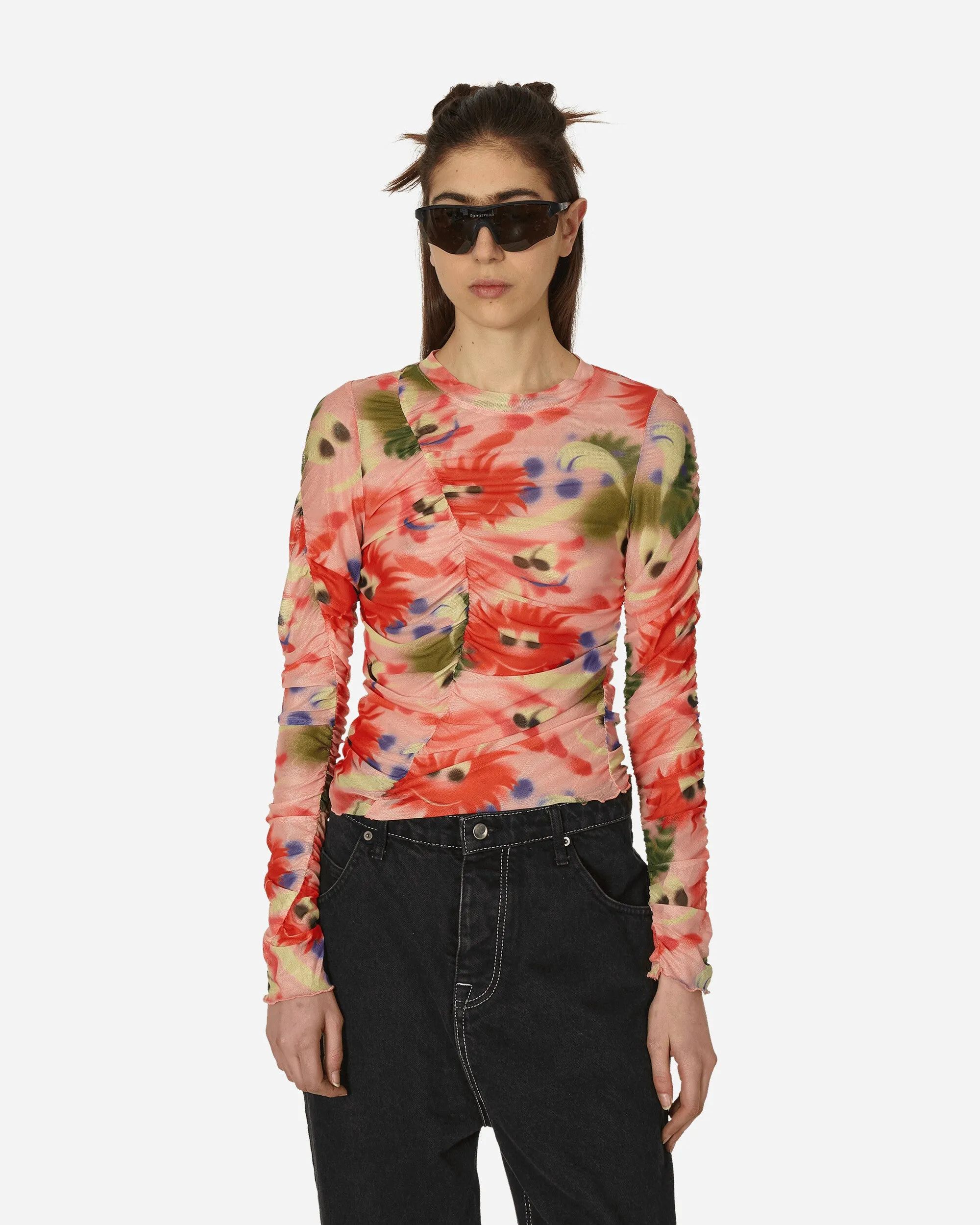 Alexis Ruched Hyper Mesh Top Pink