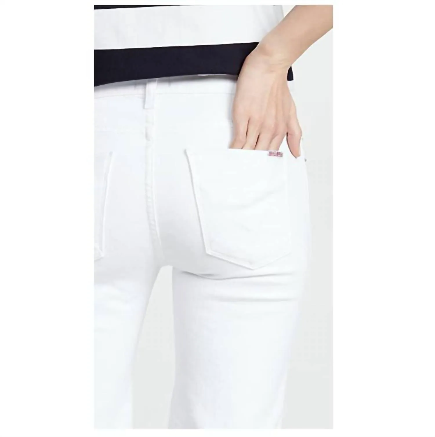 Amelia Raw Hem Knee Bermuda Shorts In White