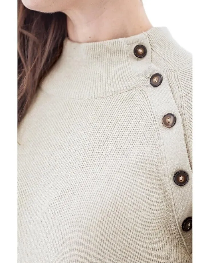 Aventura Tilly Sweater Women's SM (4-6) Gray Cotton Rib Knit Mock Neck JDM210