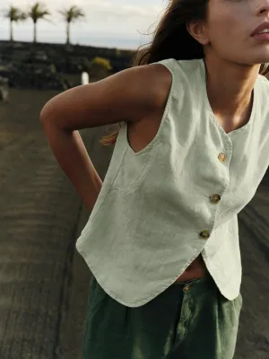 Basic Linen Vest Cc251 Agua