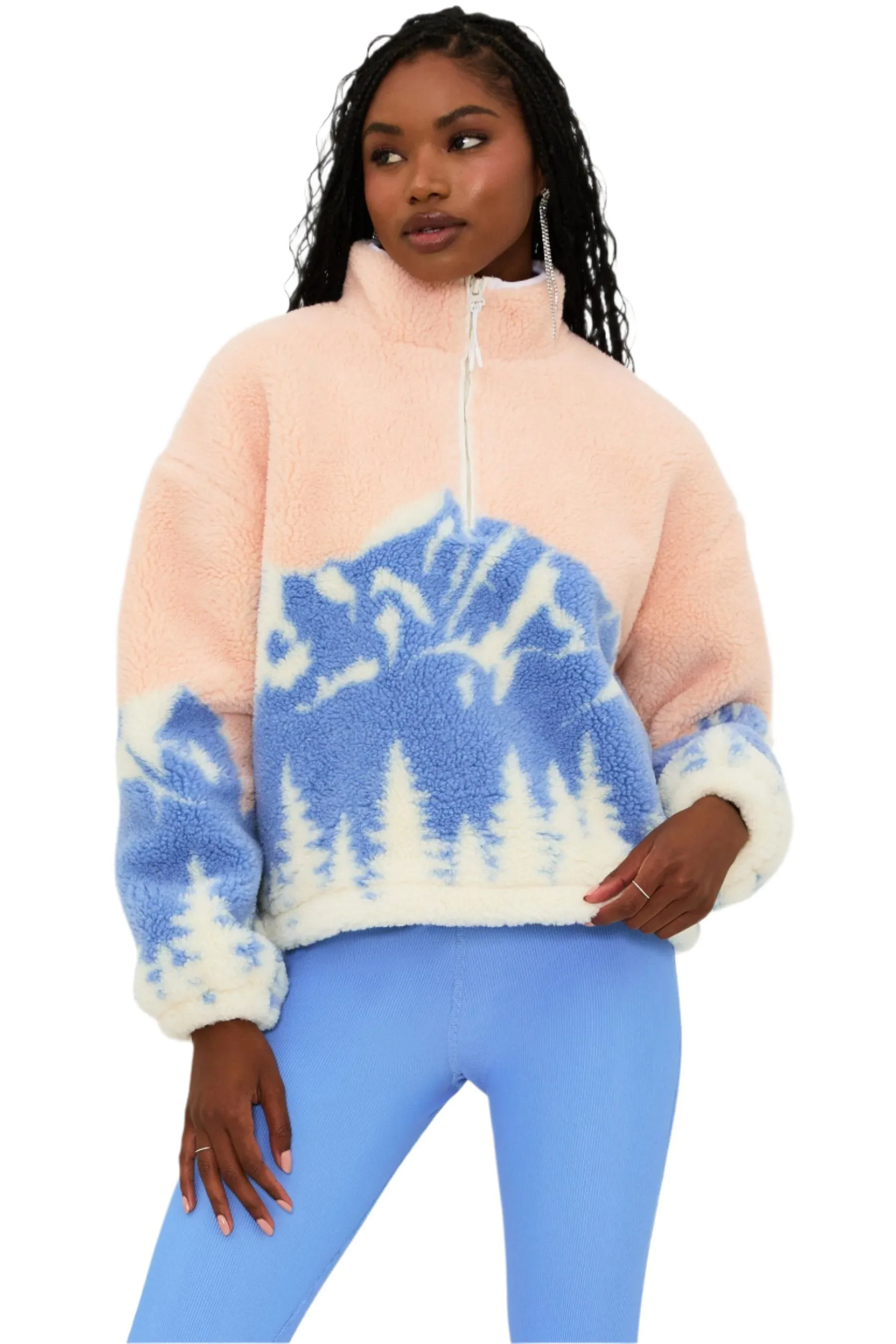 Beach Riot Leona Sherpa Half Zip Top Alps