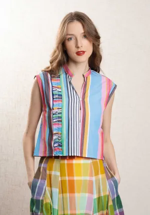 Blouse Hand Embroidered Sl Top Gaia Multi