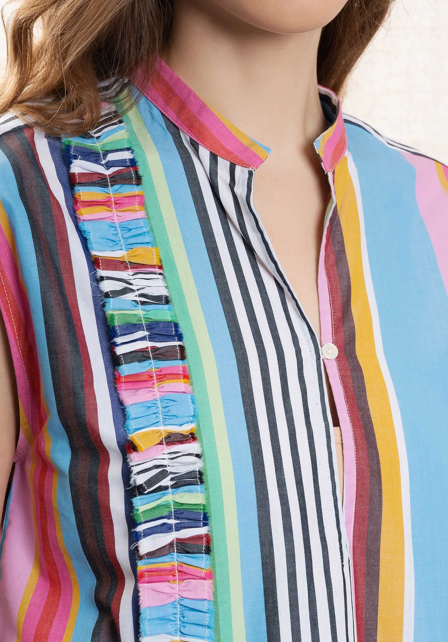 Blouse Hand Embroidered Sl Top Gaia Multi