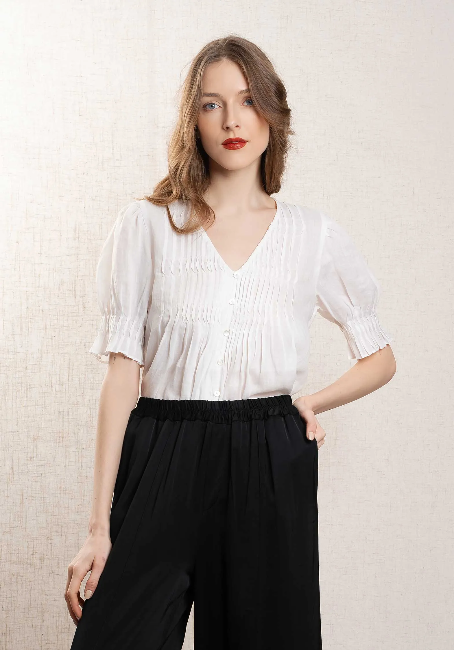Blouse Zora Ss Top Ss25-066 Pearl