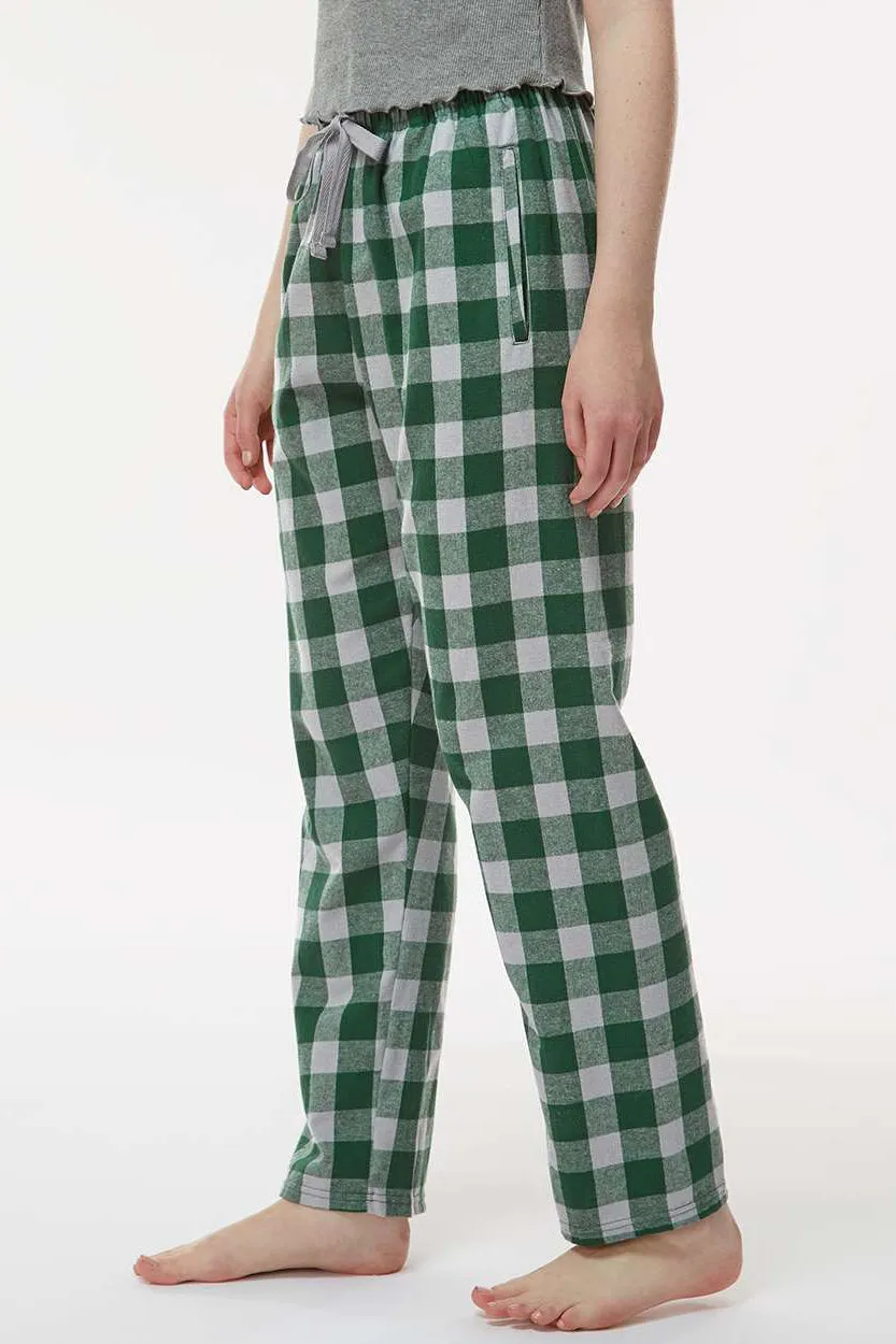 Boxercraft Womens Haley Flannel Pants w/ Pockets - Green/Oxford Grey Buffalo