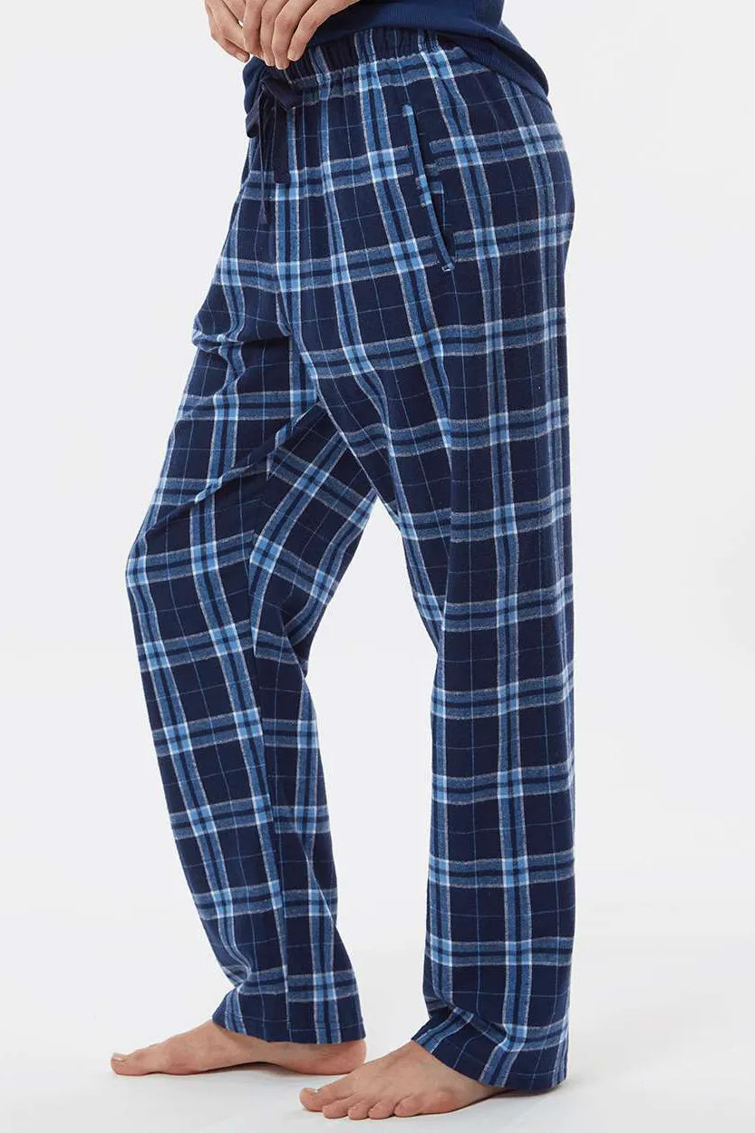 Boxercraft Womens Haley Flannel Pants w/ Pockets - Navy Blue/Columbia Blue