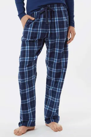 Boxercraft Womens Haley Flannel Pants w/ Pockets - Navy Blue/Columbia Blue