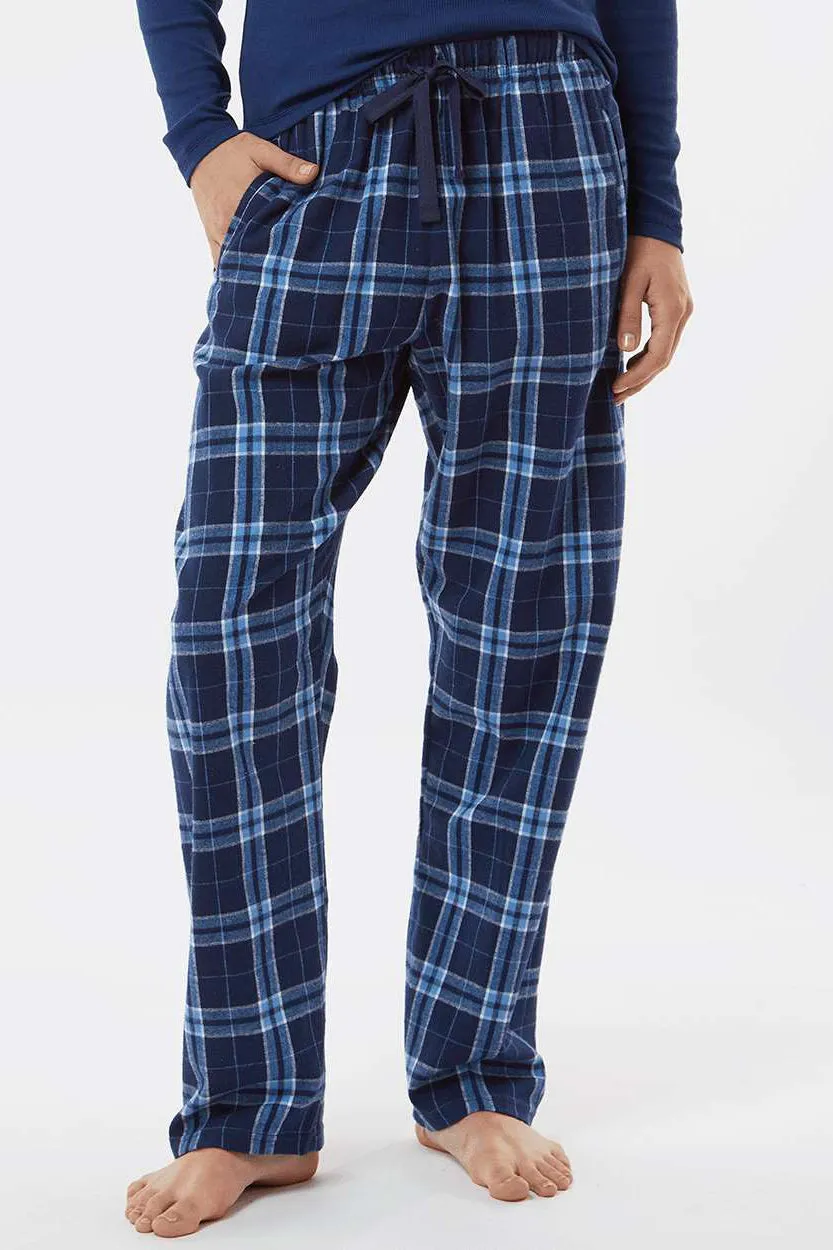 Boxercraft Womens Haley Flannel Pants w/ Pockets - Navy Blue/Columbia Blue