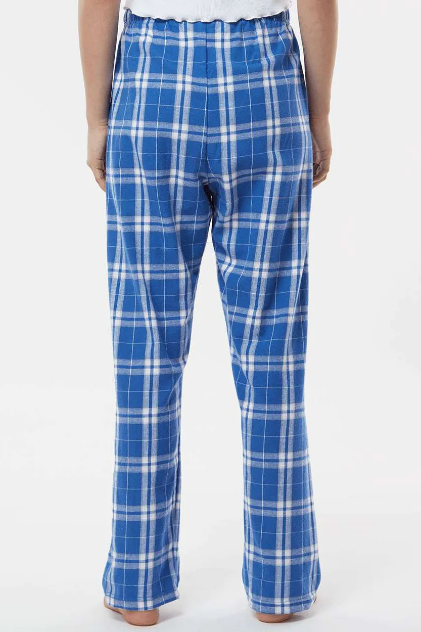 Boxercraft Womens Haley Flannel Pants w/ Pockets - Royal Blue/Silver Grey