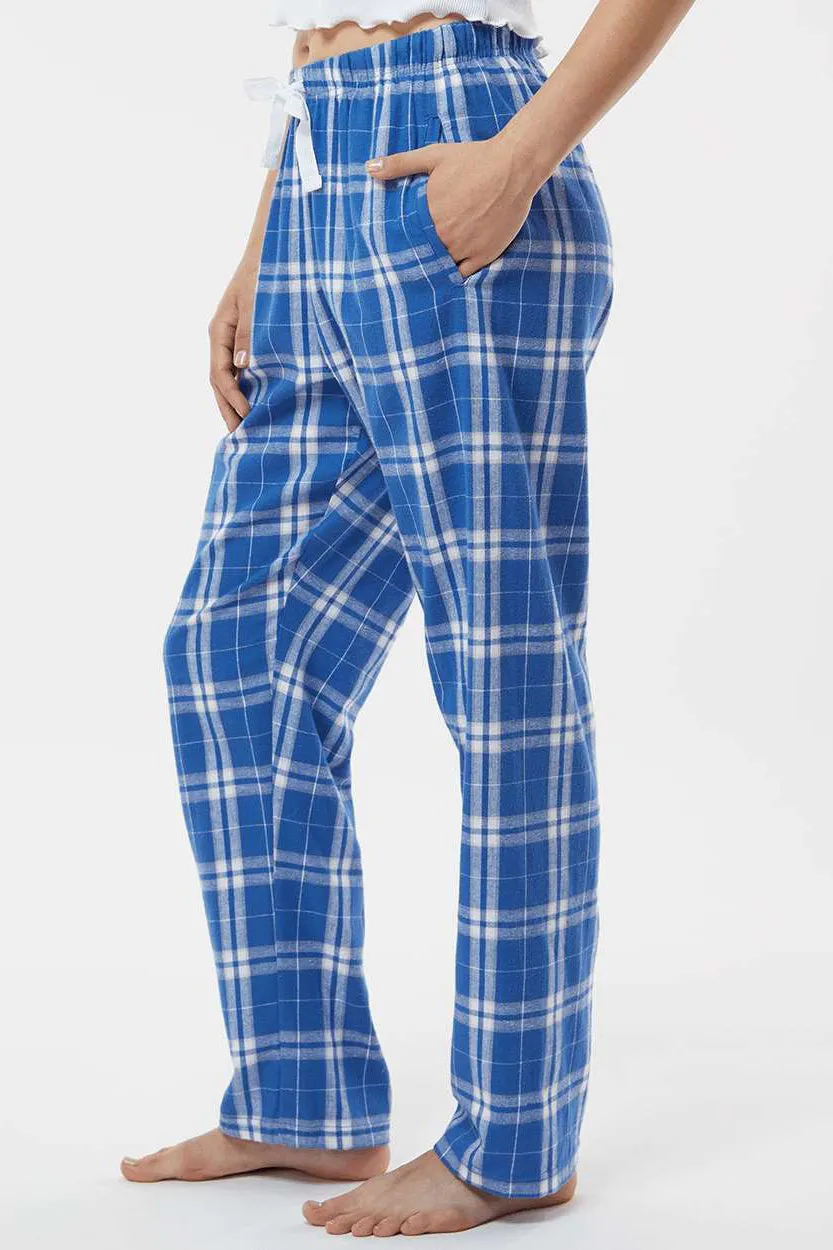 Boxercraft Womens Haley Flannel Pants w/ Pockets - Royal Blue/Silver Grey