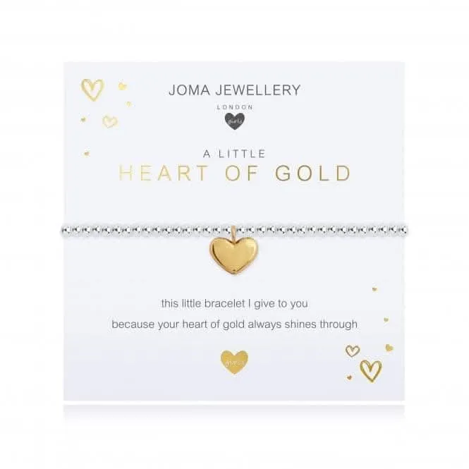 Children's A Little Heart Of Gold Silver 15.5cm Stretch Bracelet C494 Joma Jewellery