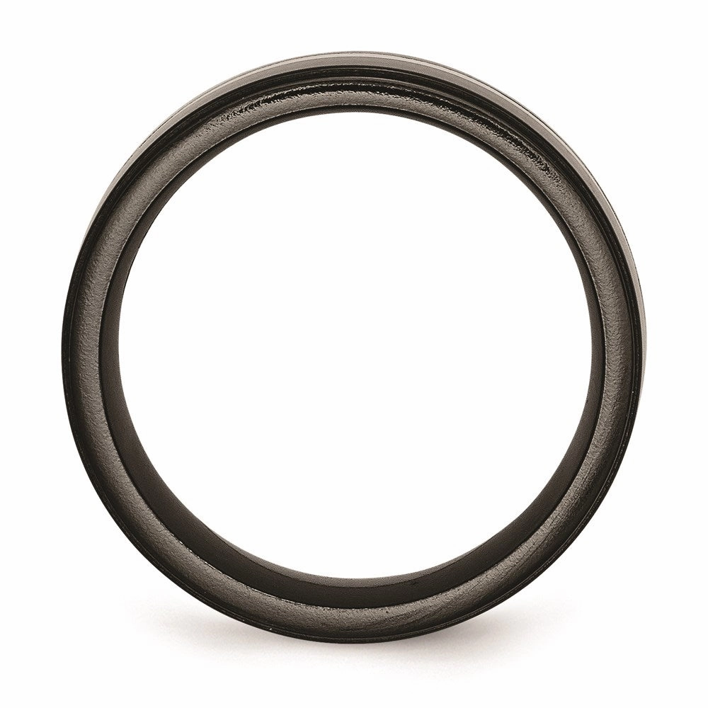 Chisel Jewelry Titanium Black Ti with Sterling Silver Inlay 10mm Polished Band | TB288