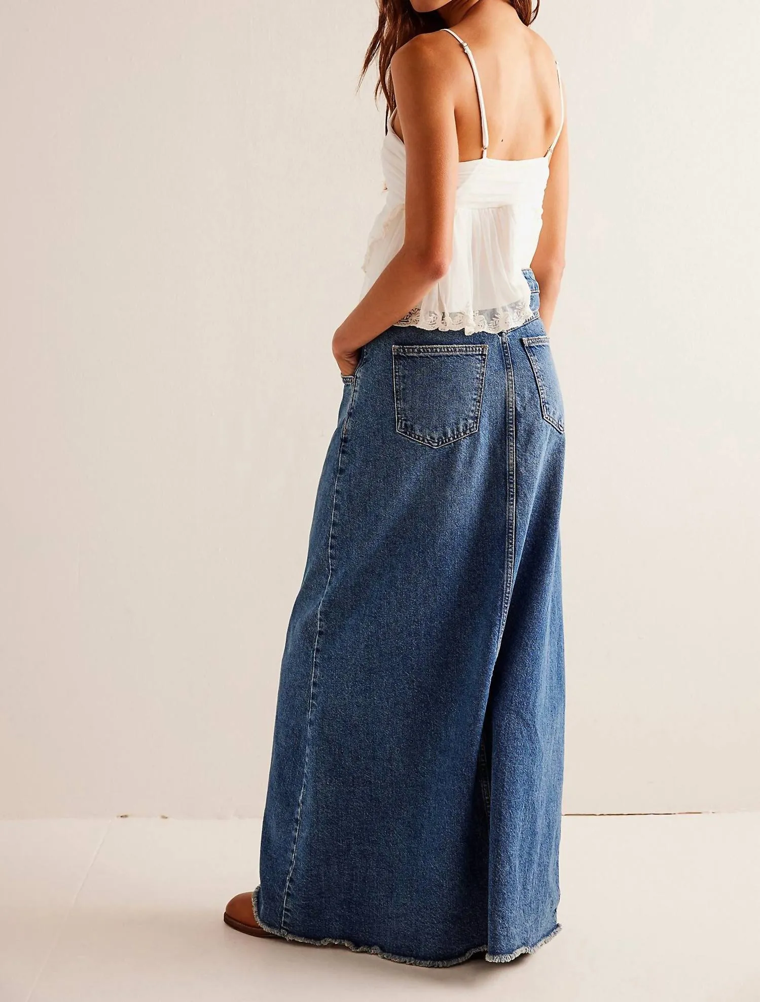 Come As You Are Denim Skirt In Dark Indigo