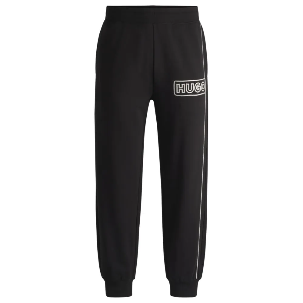 Cotton-terry tracksuit bottoms with chain-stitch logo