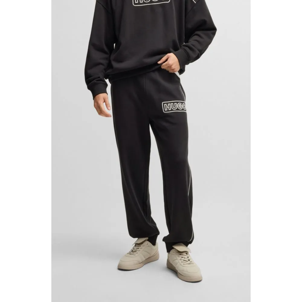 Cotton-terry tracksuit bottoms with chain-stitch logo