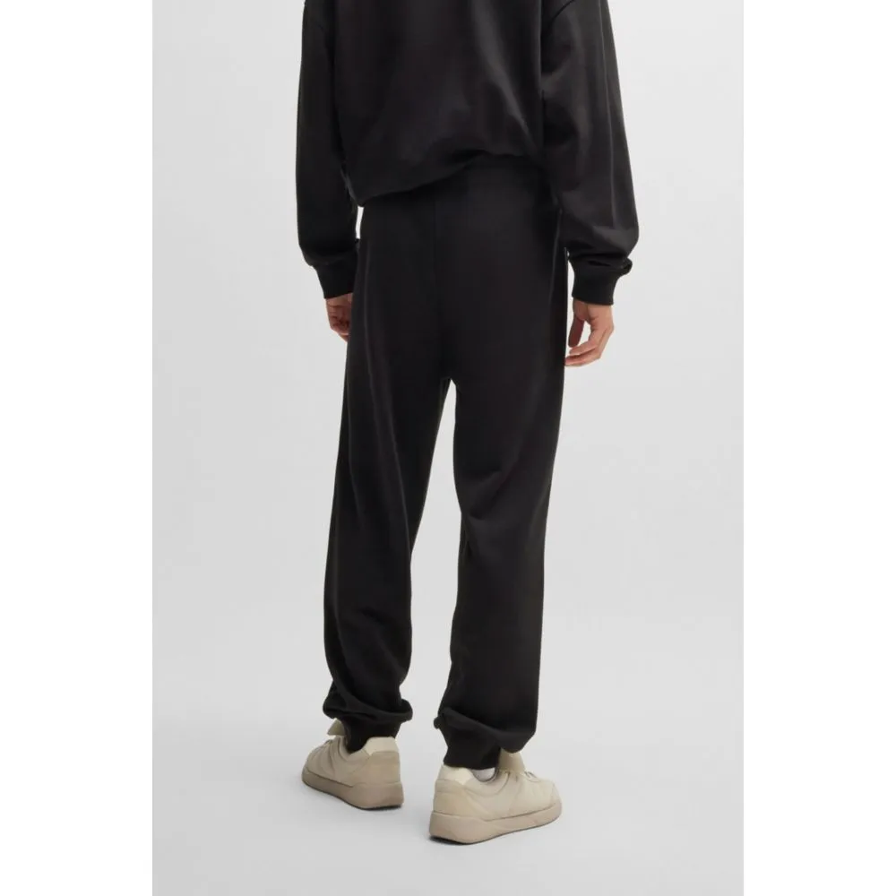 Cotton-terry tracksuit bottoms with chain-stitch logo