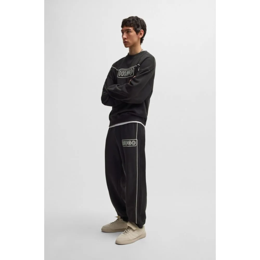 Cotton-terry tracksuit bottoms with chain-stitch logo