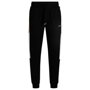Cotton-terry tracksuit bottoms with contrast side panels