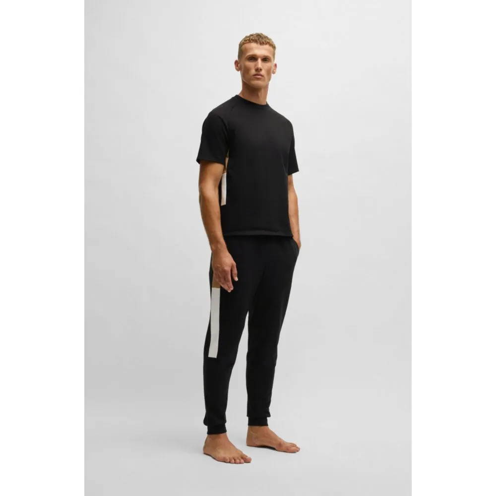Cotton-terry tracksuit bottoms with contrast side panels