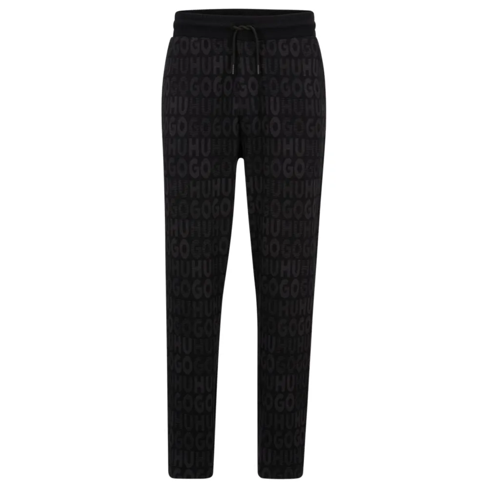 Cotton tracksuit bottoms with drawstring waist and monogram jacquard