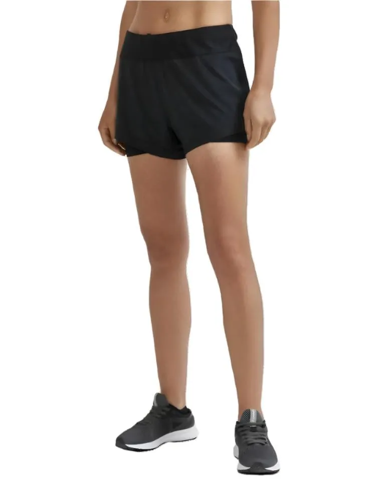 Craft Women's Advance Essence 2 in 1 Shorts 2 in Black SS25