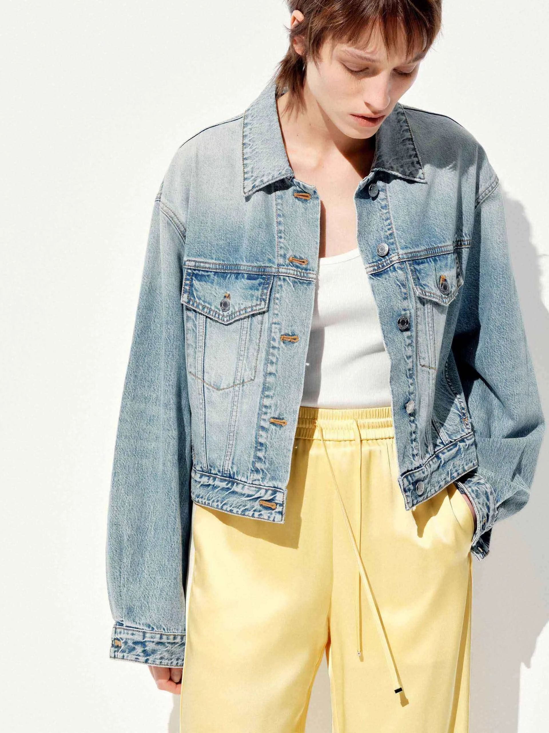 Cropped Cotton Denim Jacket