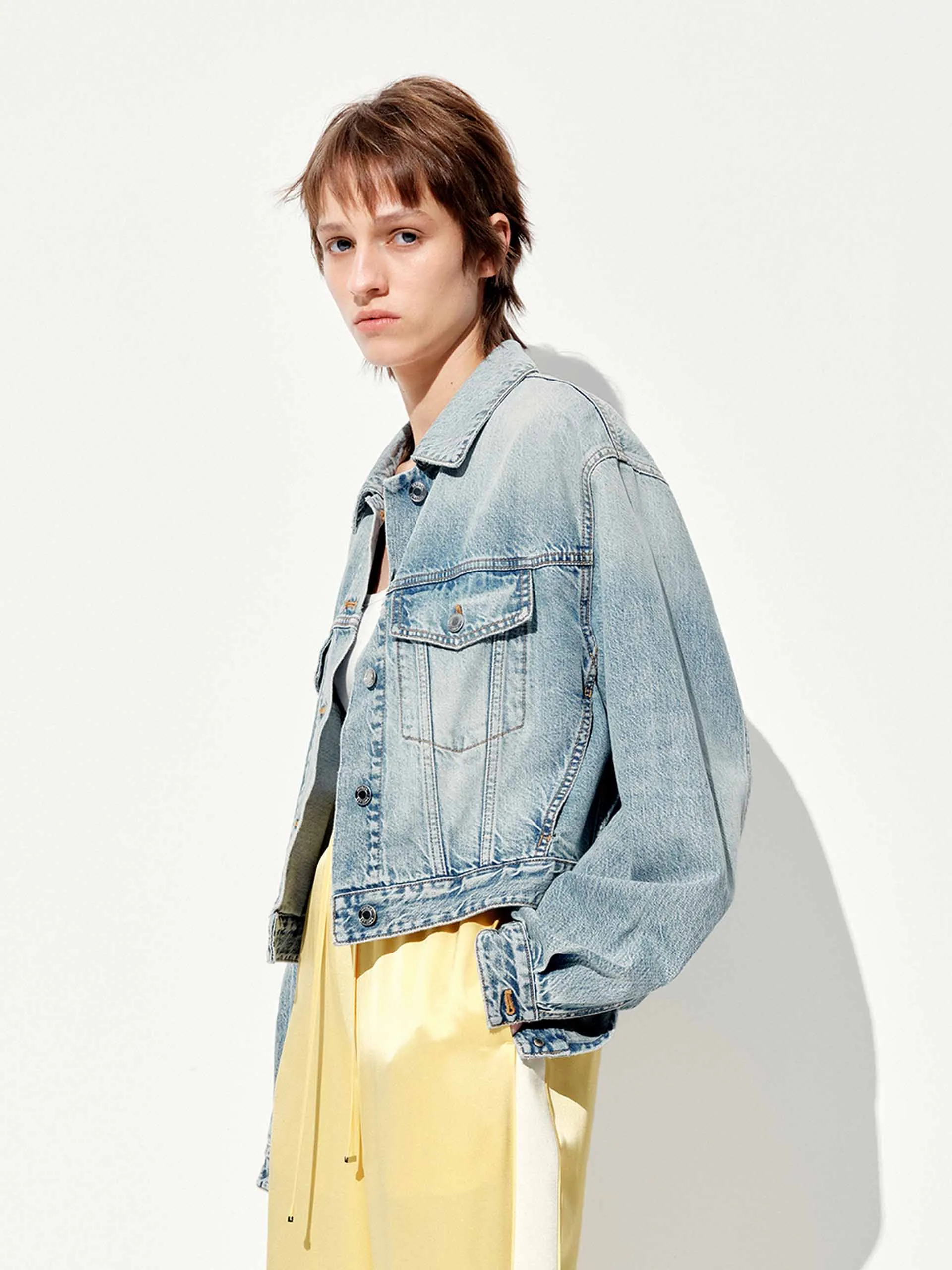 Cropped Cotton Denim Jacket