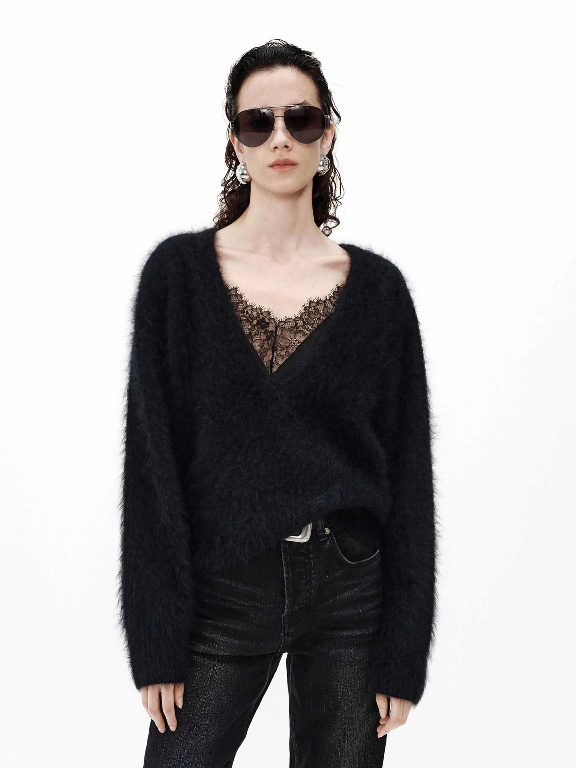Deep V-neck Cashmere Sweater