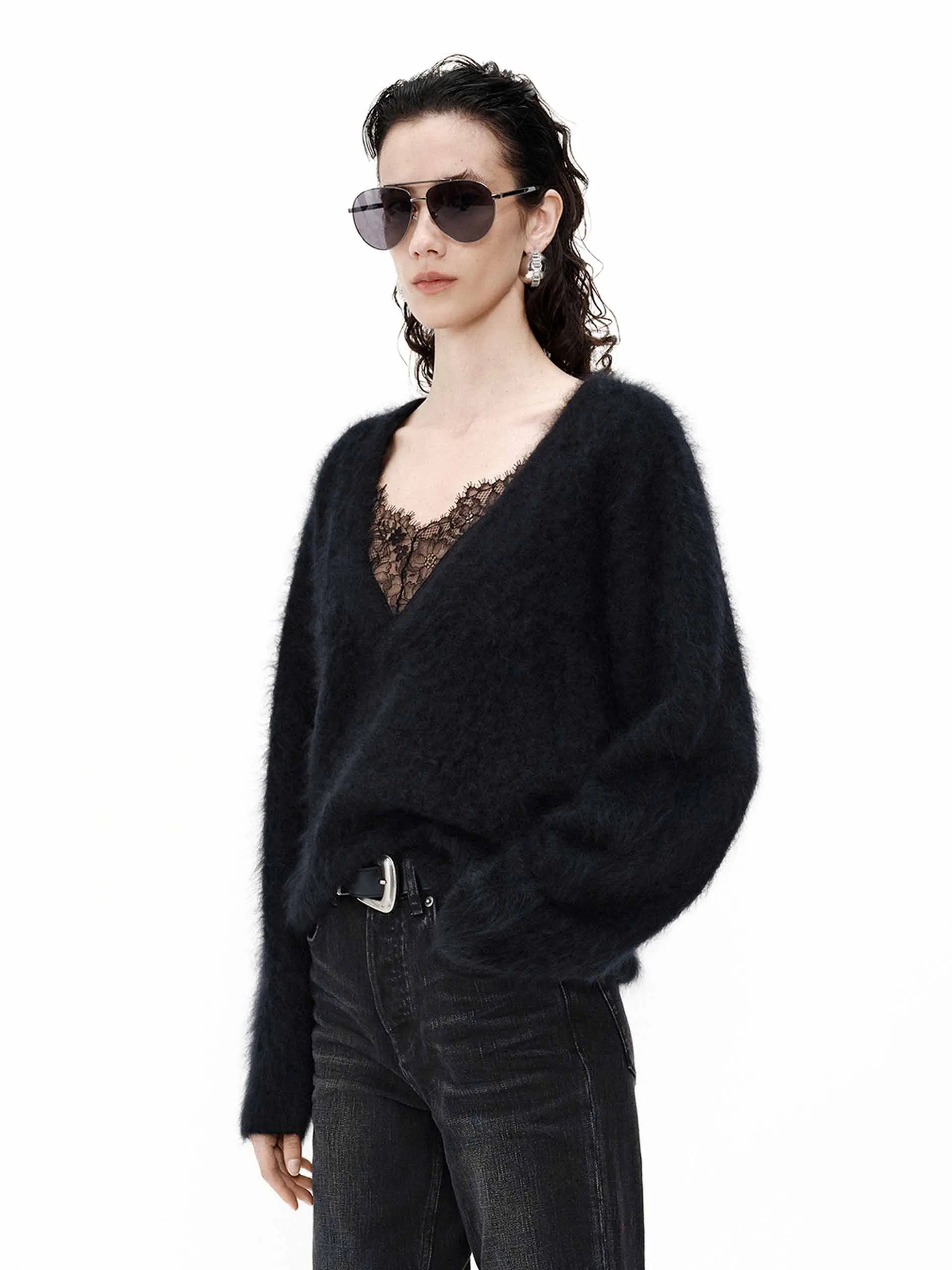 Deep V-neck Cashmere Sweater