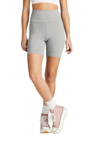 District Womens High Waist Odor Resistant Bike Shorts - Heather Light Grey