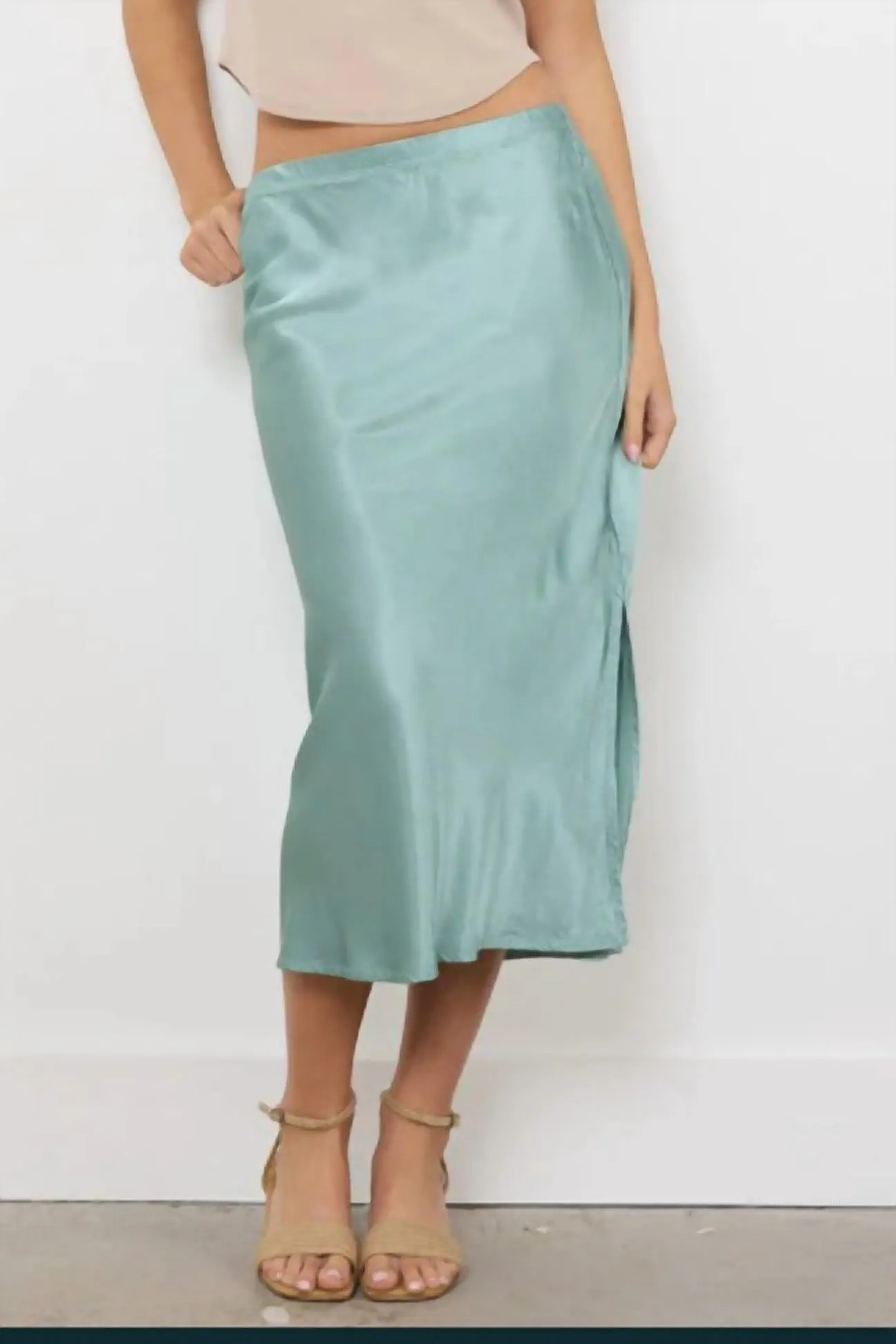 Dorit Silky Slip Skirt In Desert Sage