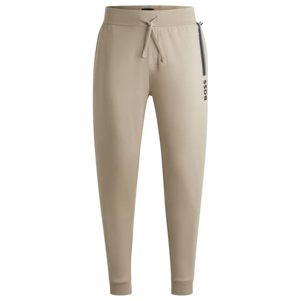 Drawcord tracksuit bottoms in cotton terry with logo print