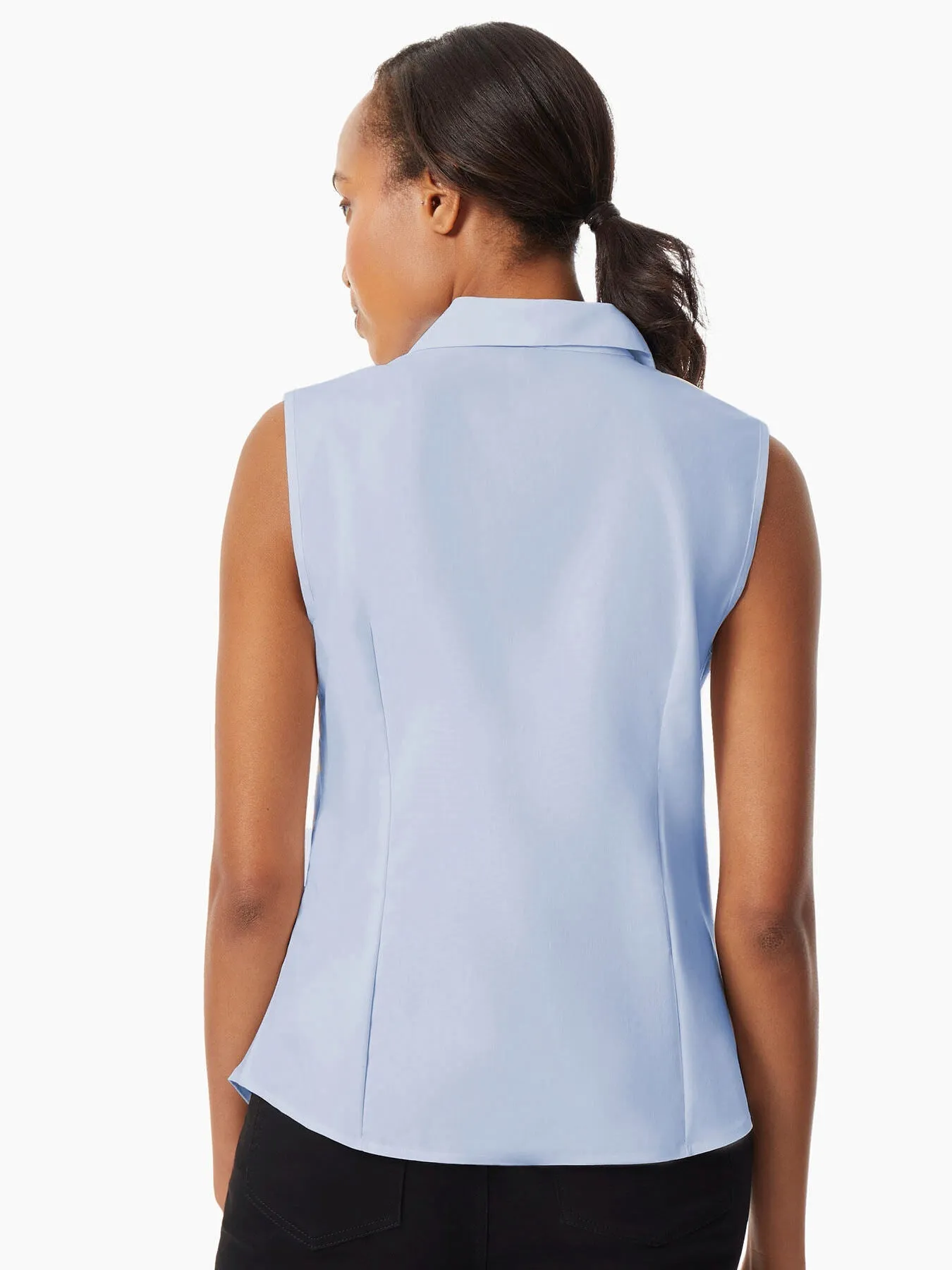 Easy-Care Sleeveless Button-Up Shirt