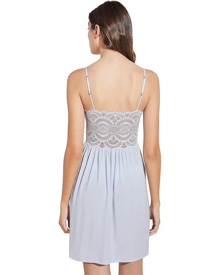Eberjey Mariana Sleepwear Women's Small Blue Lace Chemise Spaghetti Strap ERK246