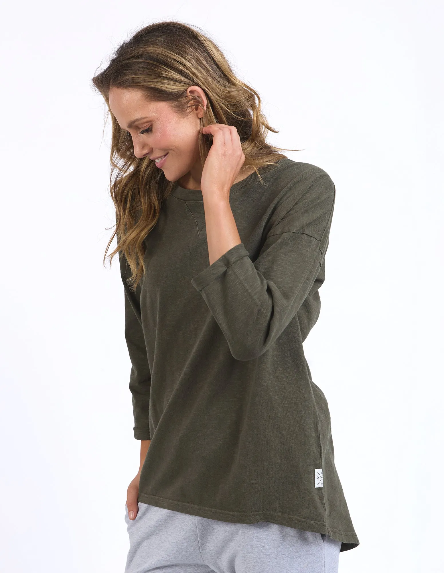 Elm Annie 3/4 Sleeve Tee Basil
