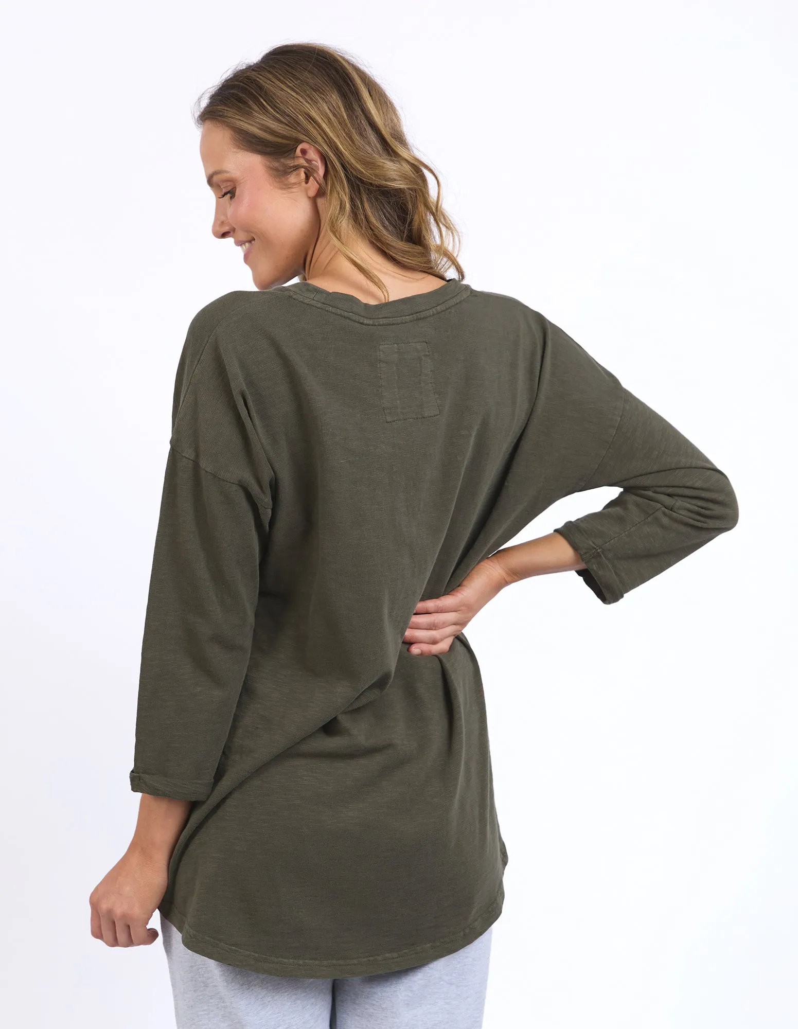 Elm Annie 3/4 Sleeve Tee Basil