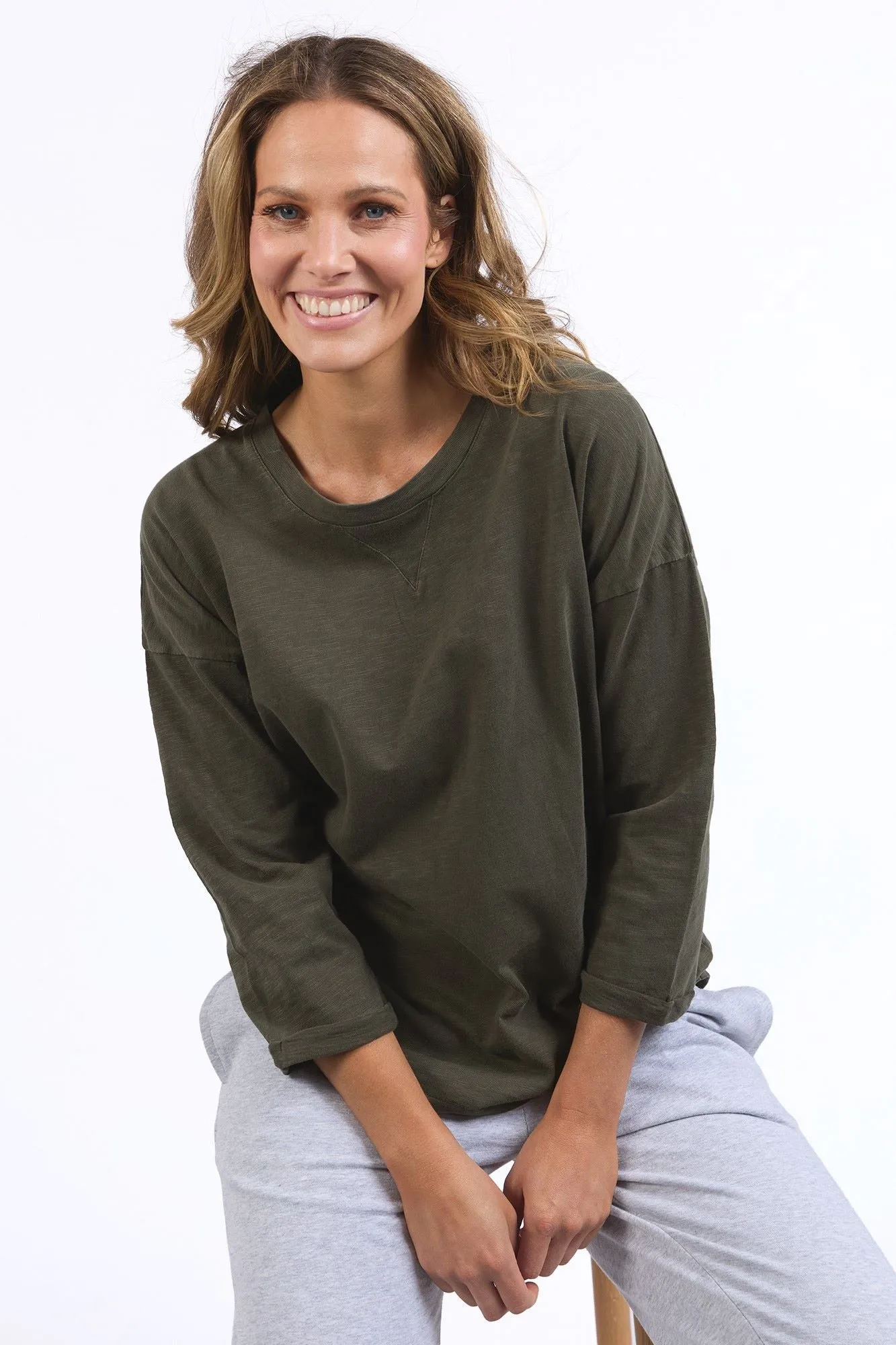 Elm Annie 3/4 Sleeve Tee Basil