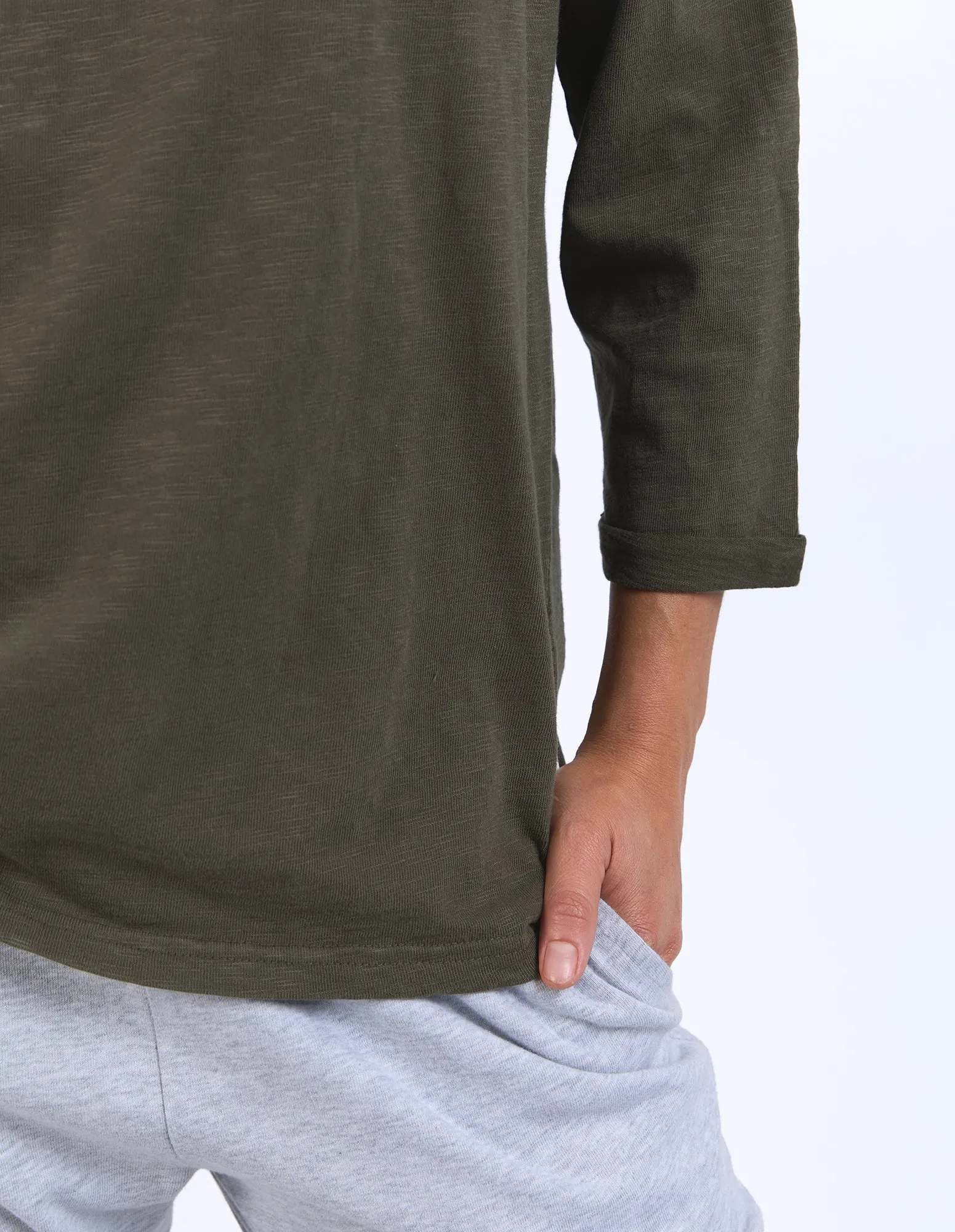 Elm Annie 3/4 Sleeve Tee Basil