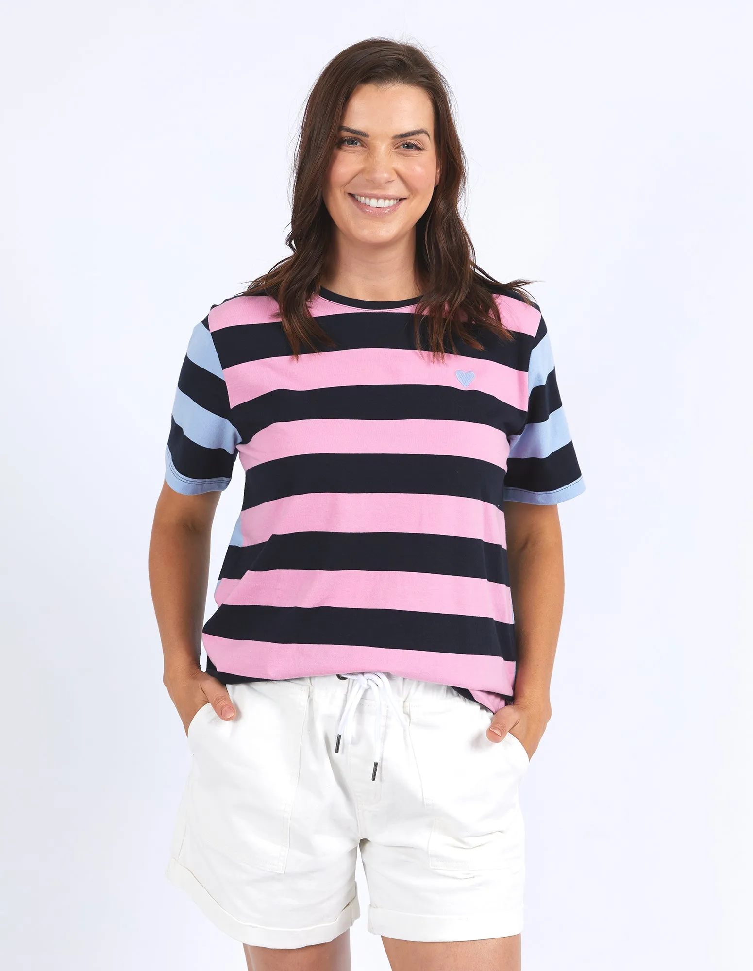 Elm Eden Stripe S/S Tee Blue/Navy & Pink/Navy Stripe