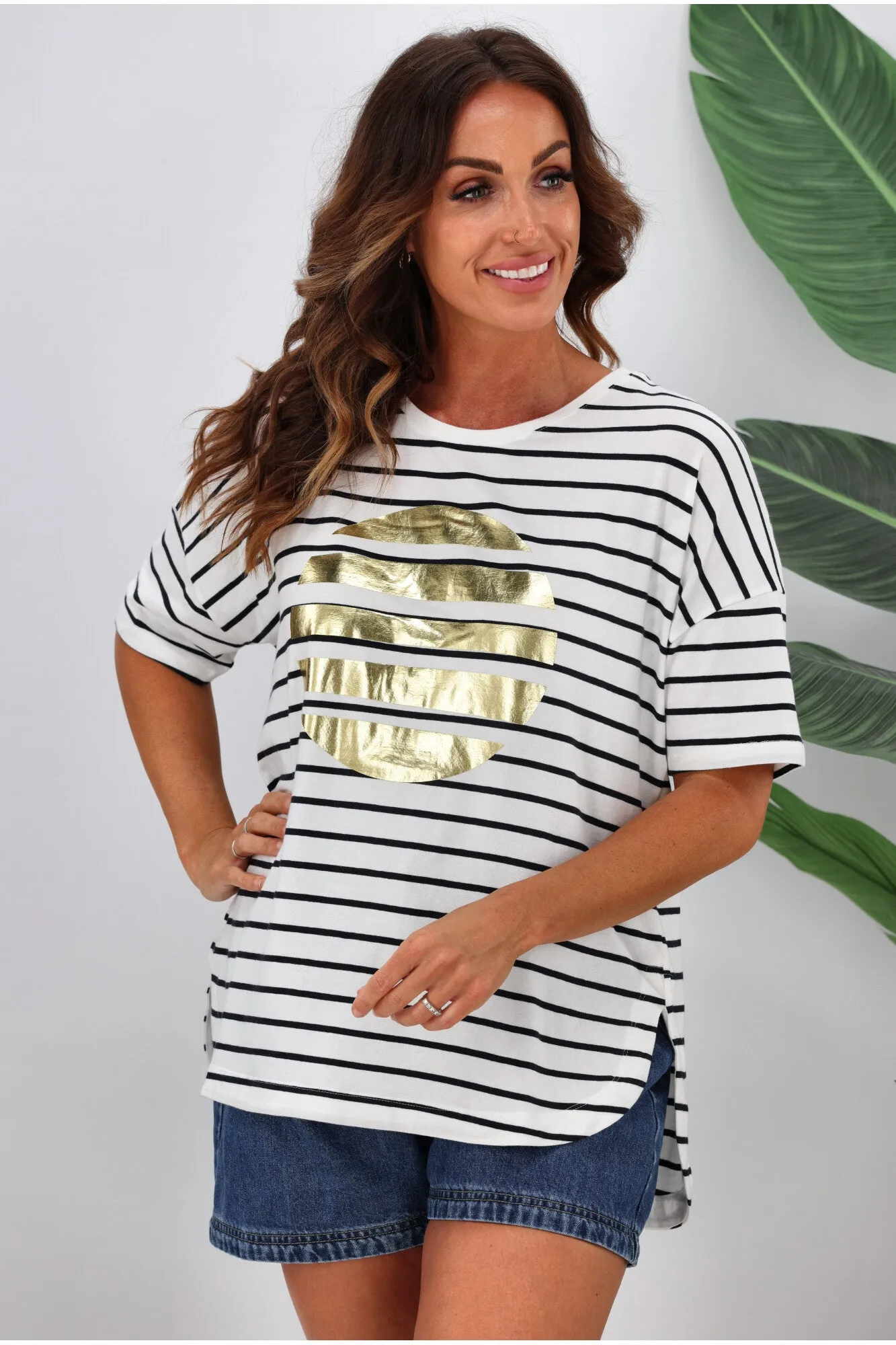 Elm Gleaming Stripe Tee White