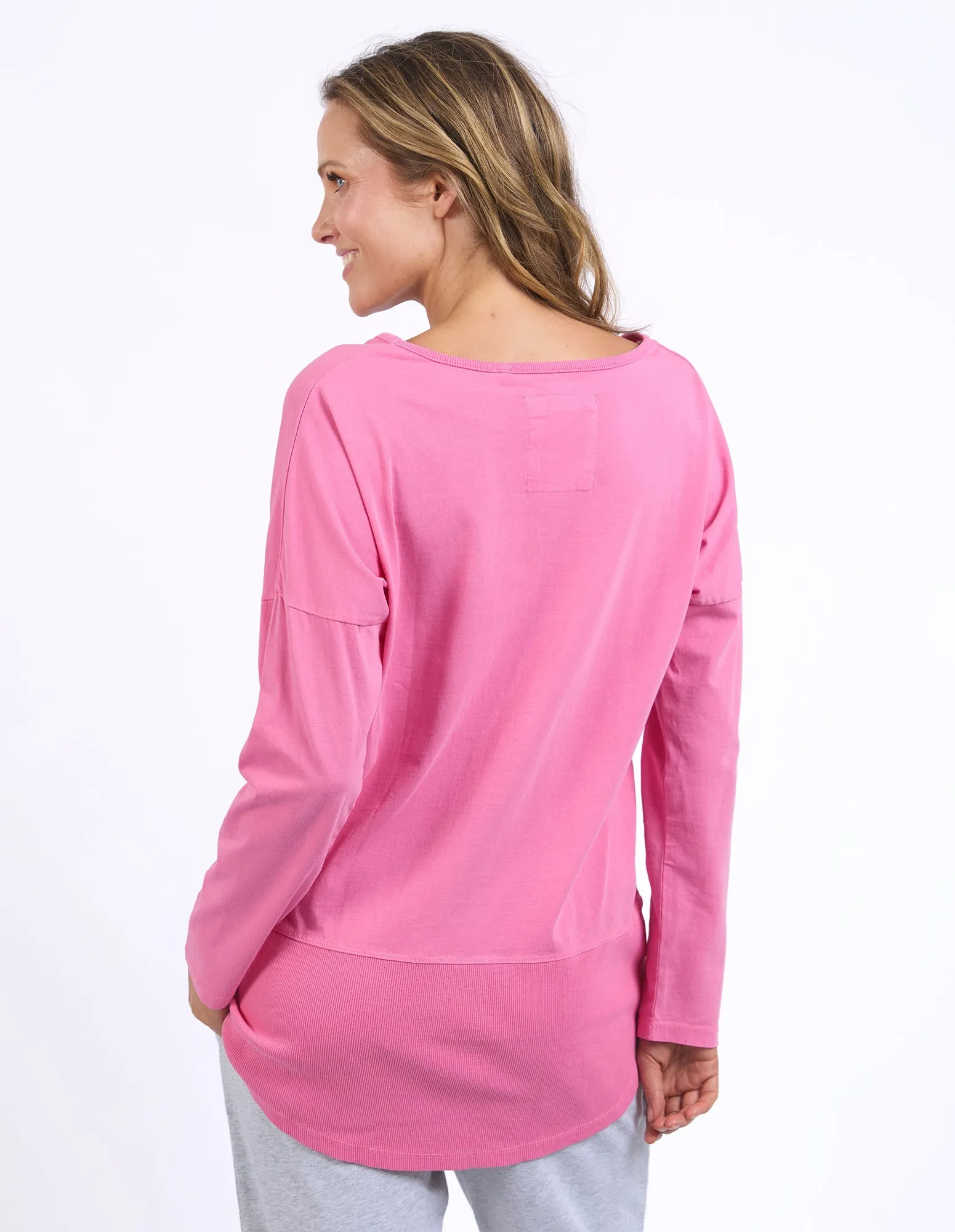 Elm Rib L/S Tee Pink Geranium