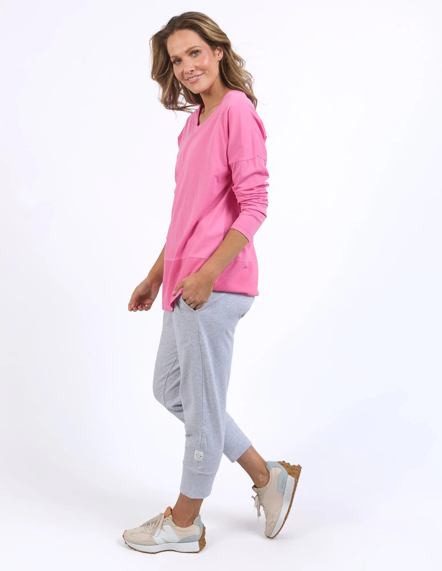 Elm Rib L/S Tee Pink Geranium