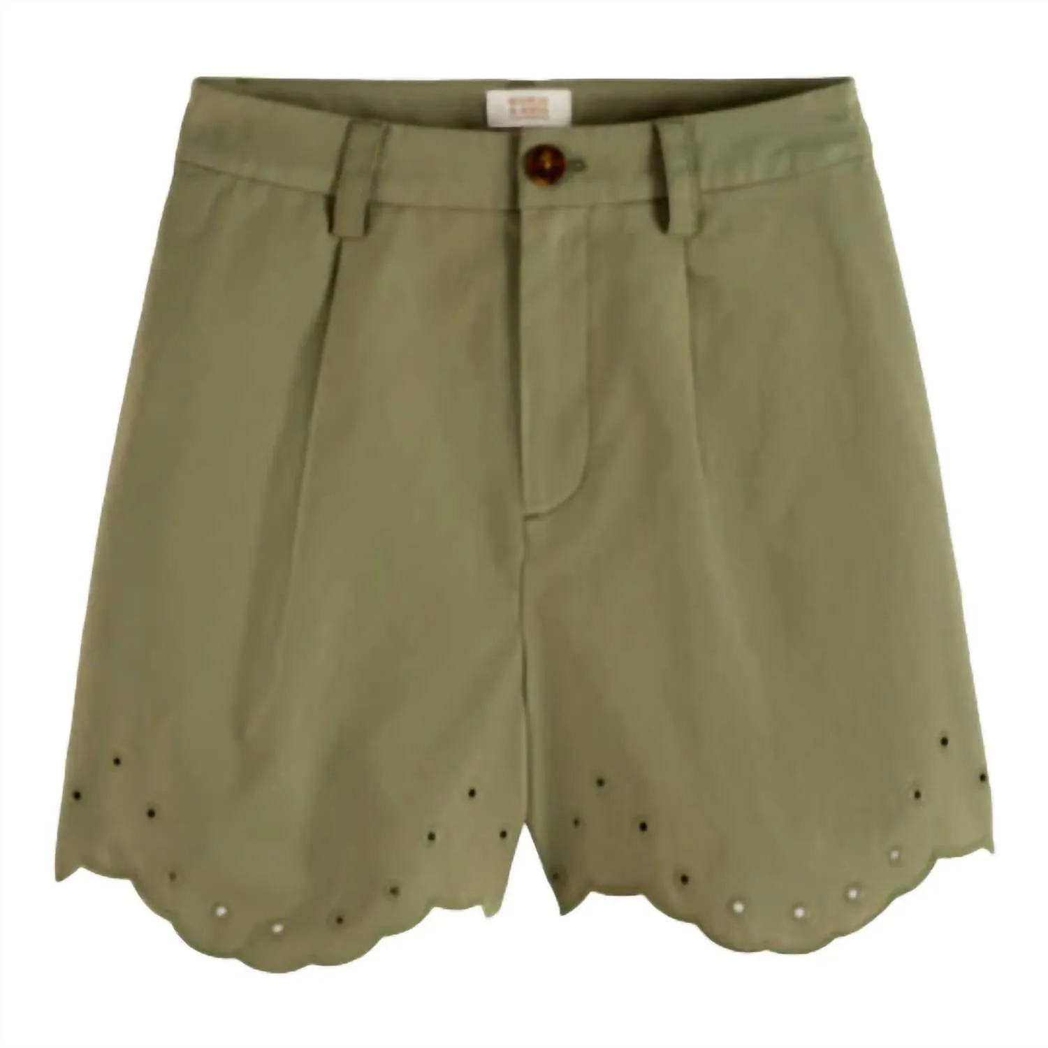 Embroidered Shorts In Olive
