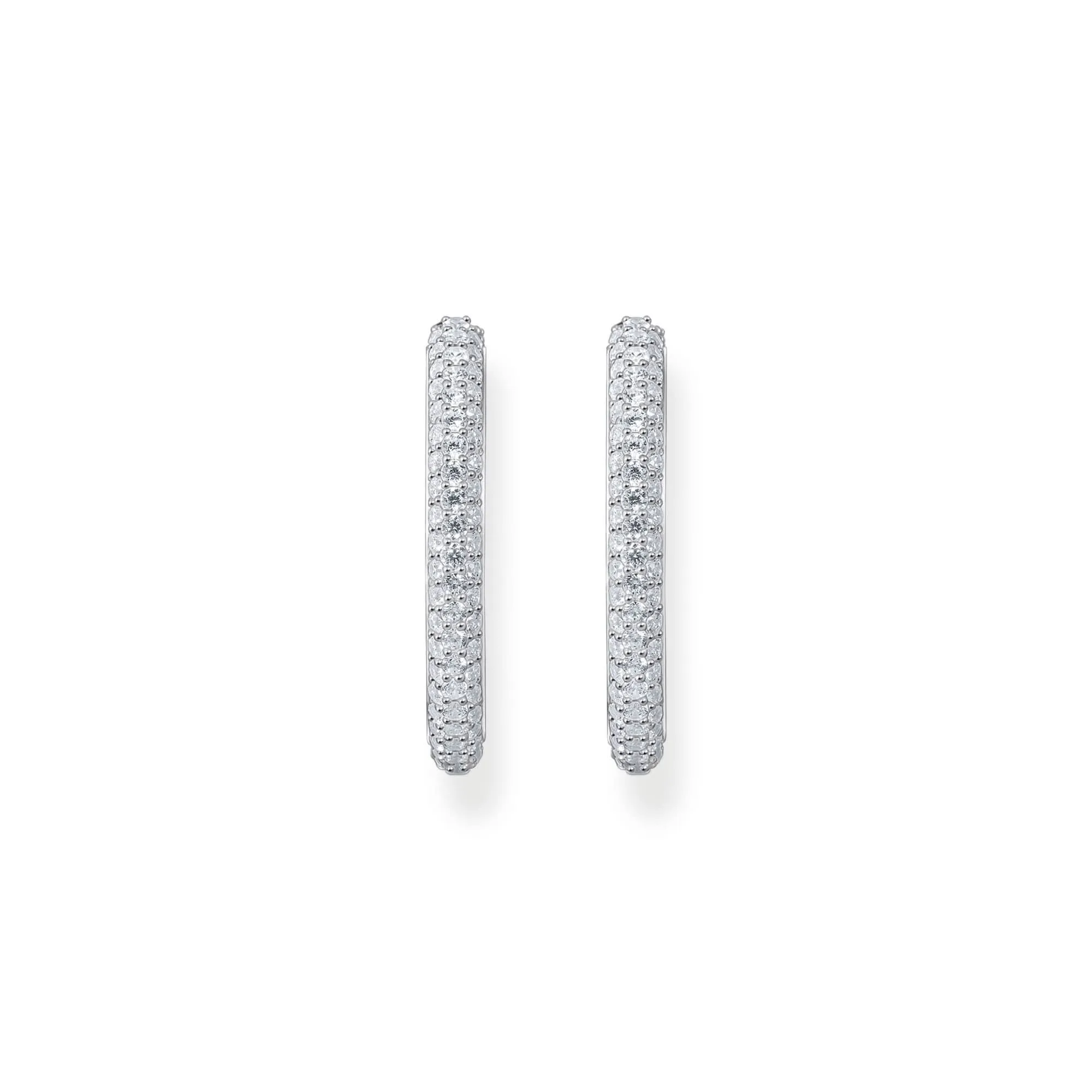 Essentials Sterling Silver Sparkling White Zirconia Pavé Large Hoop Earrings CR732-051-14 Thomas Sabo Earrings