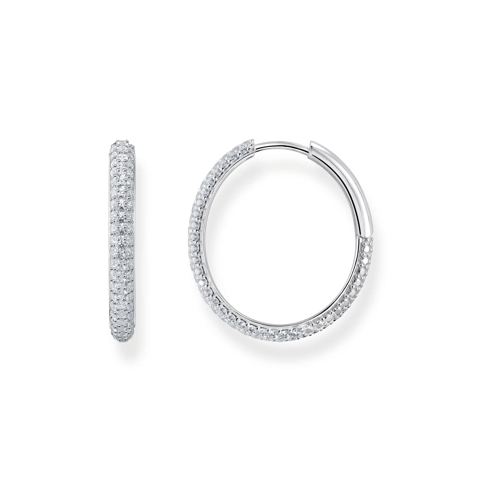 Essentials Sterling Silver Sparkling White Zirconia Pavé Large Hoop Earrings CR732-051-14 Thomas Sabo Earrings