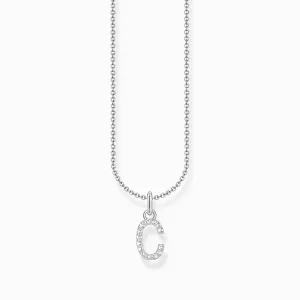 Essentials Sterling Silver With Zirconia letter C Pendant Necklace KE2242-051-14-L45V Thomas Sabo Necklaces